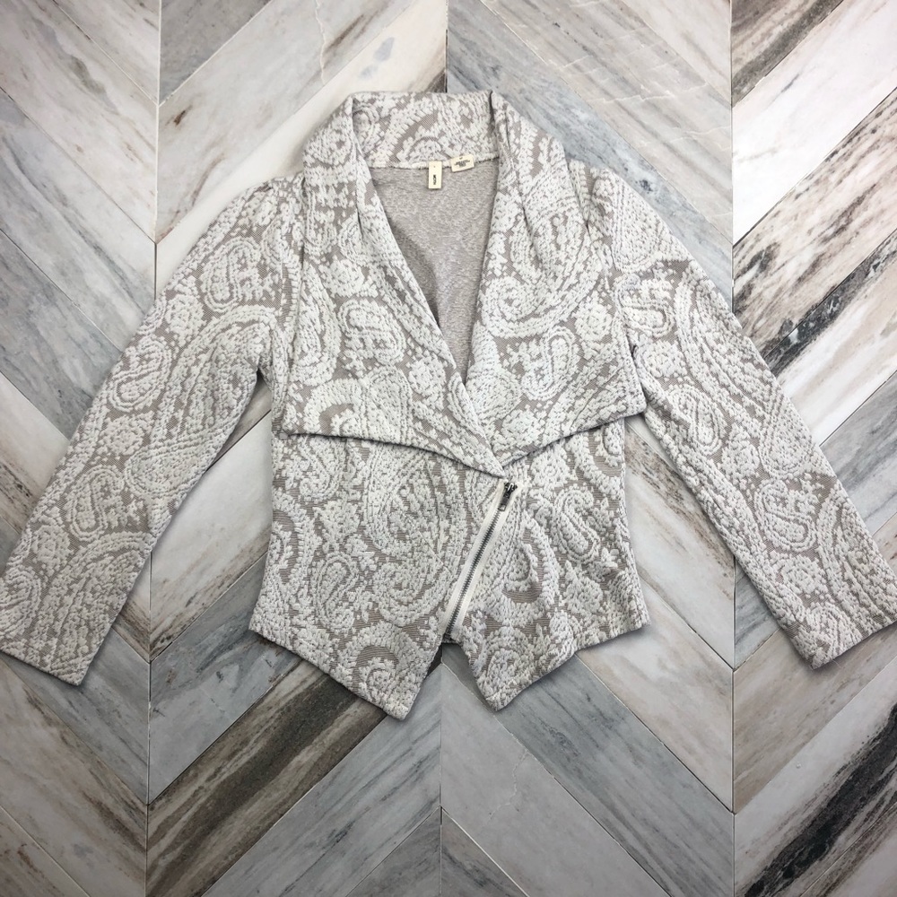 Anthropologie MOTH Lace Brocade Knit Moto Jacket